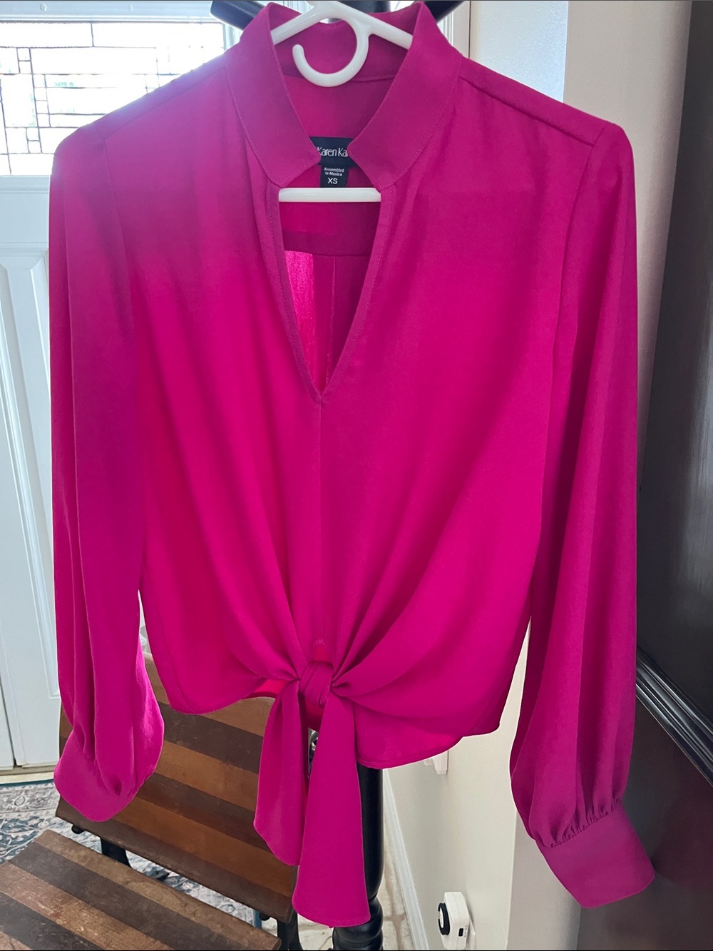 Karen Kane Bright Fuchsia Tie-Front Blouse